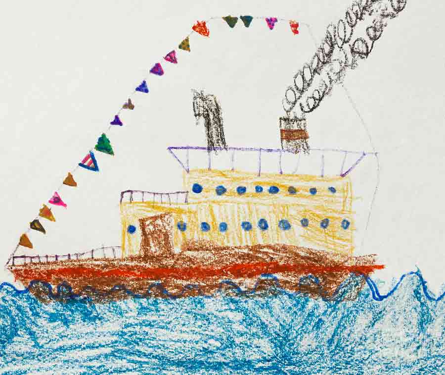 Disegno barchetta preso da Kid's Drawing Of A Passenger Ship In The Sea by Kiril Stanchev