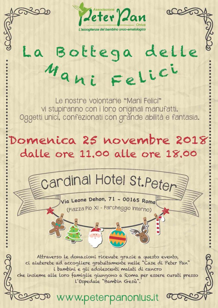 mercatino delle mani felici di Peter Pan domenica 25 novembre 2018